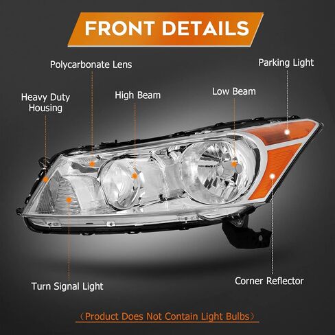 مجموعة المصباح في هوندا من أجل اتفاق 2008-2012 Chrome Housing Amber Reflector Clear Lens Driver و Massenger Side in Kuwait