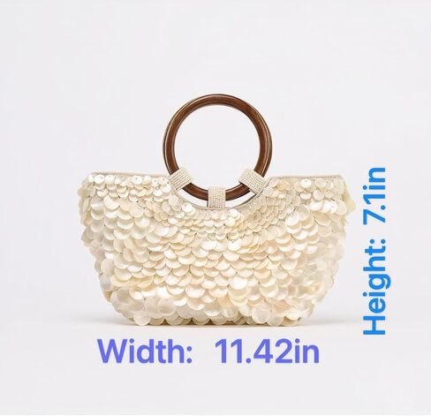 Elegant Beaded Seashell Clutch Bag for Women, Summer Beach Wedding Purse with Detachable Chain, Handmade Pearl Evening Bag, Vacation Accessory in Saudi Arabia