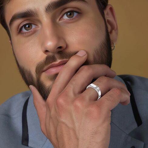LeCalla 925 فضة استرليني مطلي بالروديوم خاتم زفاف للرجال متألق تمهيد زركونيا الحد الأدنى تكويم البنصر للرجال in Saudi Arabia
