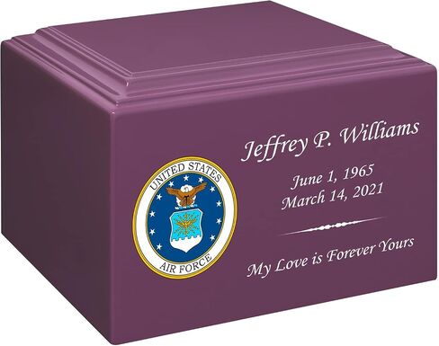 Stonewood Large Full Color Air Force Emblem Cremation Urn for Human Ashes - Composite Wood Cremation Urn for Adult Ashes - 280 Cubic Inch Capacity -Personalization Included in Saudi Arabia