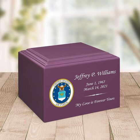 Stonewood Large Full Color Air Force Emblem Cremation Urn for Human Ashes - Composite Wood Cremation Urn for Adult Ashes - 280 Cubic Inch Capacity -Personalization Included in Saudi Arabia