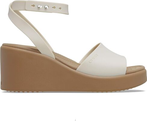 Crocs Women's Brooklyn Ankle Strap Wedge Platform Sandals, Chalk, 7 in Saudi Arabia
