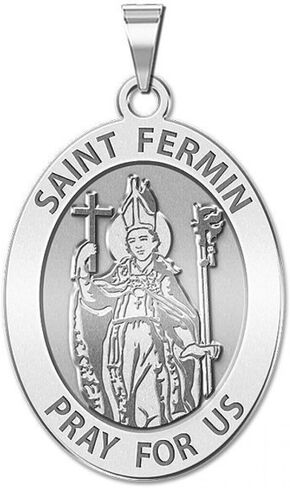 PicturesOnGold.com Saint Fermin Oval Religious Medal - 3/4 Inch X 1 Inch - Sterling Silver in Saudi Arabia