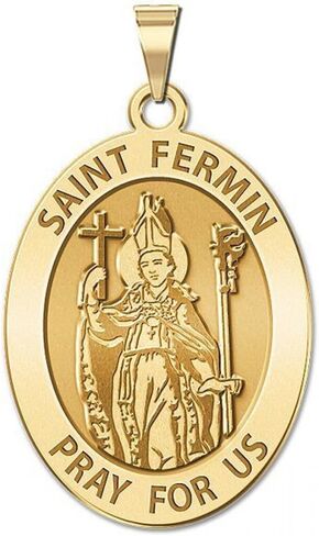 PicturesOnGold.com Saint Fermin Oval Religious Medal - 3/4 Inch X 1 Inch - Sterling Silver in Saudi Arabia
