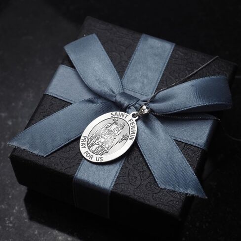 PicturesOnGold.com Saint Fermin Oval Religious Medal - 3/4 Inch X 1 Inch - Sterling Silver in Saudi Arabia