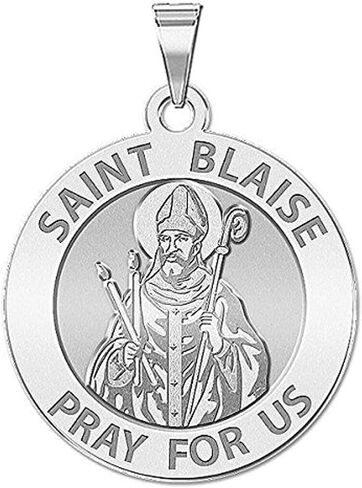 Picturesongold.com Saint Blaise الميدالية الدينية - 2/3 بوصة حجم الدايم ، الفضة الاسترليني in Saudi Arabia