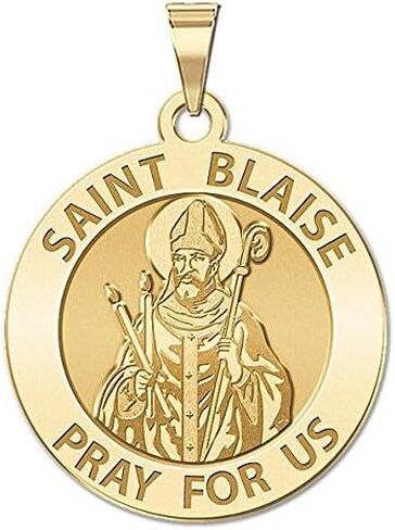 Picturesongold.com Saint Blaise الميدالية الدينية - 2/3 بوصة حجم الدايم ، الفضة الاسترليني in Saudi Arabia