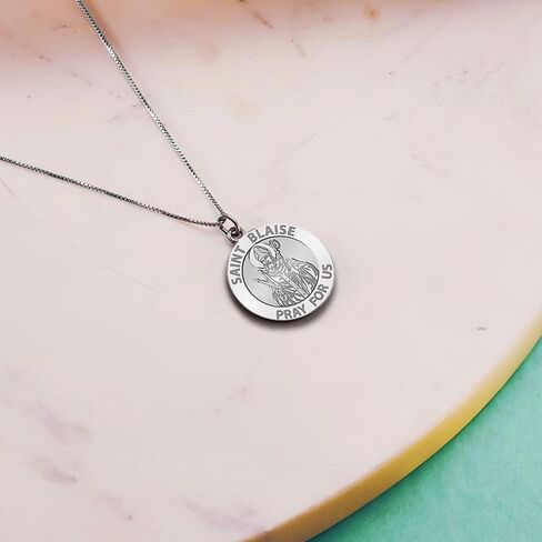Picturesongold.com Saint Blaise الميدالية الدينية - 2/3 بوصة حجم الدايم ، الفضة الاسترليني in Saudi Arabia