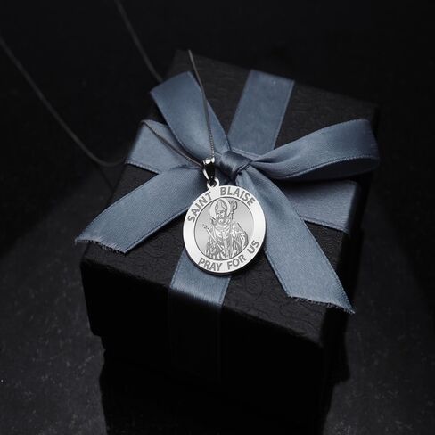 Picturesongold.com Saint Blaise الميدالية الدينية - 2/3 بوصة حجم الدايم ، الفضة الاسترليني in Saudi Arabia