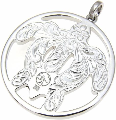 مجوهرات Arthur Koa Wood Hawaiian Scroll Circle Honu Turtle Rhodium Prass Pendant in Saudi Arabia