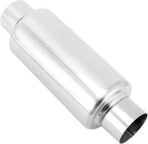Qwork Universal 2.5 "مدخل/مخرج كاتم الصوت الفولاذ المقاوم للصدأ - 12" مباشرة من خلال التصميم ، الانتهاء مصقول in Saudi Arabia
