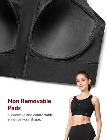 yvette Sports Bra Zipper High Impact Sports Pras for Women Plus Size Criss Cross Back دعم كامل لتمثال نصفي كبير in Saudi Arabia