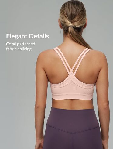 Yvette Women's Sports Bra Breathable Yoga Bra with Jacquard Back Panel & Cross Straps for Fitness,Gym in Saudi Arabia