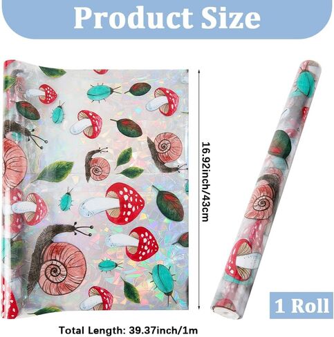 GORGECRAFT 39.4x17 Inch Colorful Mushroom Rainbow Window Privacy Film Snail 3D Stained Window Glass Covering Decorative Window Cling Non-Adhesive Static UV Resistant Decals Sticker for Room Home in Saudi Arabia