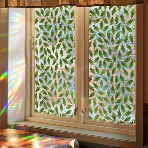 GORGECRAFT 39.4x17 Inch Colorful Mushroom Rainbow Window Privacy Film Snail 3D Stained Window Glass Covering Decorative Window Cling Non-Adhesive Static UV Resistant Decals Sticker for Room Home in Saudi Arabia