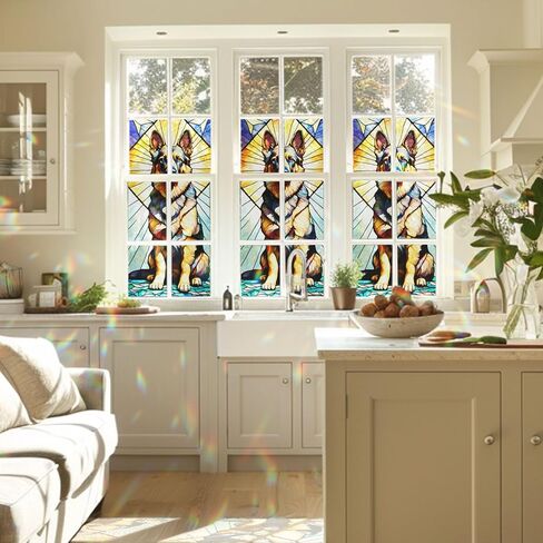 Peacock Stained Glass Window Film, Decorative Peacock Stained Glass Window Film, Peacock Stained Glass Window Film for Bathroom Shower Door Heat Anti UV in Kuwait