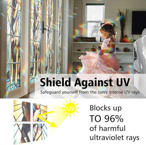 Peacock Stained Glass Window Film, Decorative Peacock Stained Glass Window Film, Peacock Stained Glass Window Film for Bathroom Shower Door Heat Anti UV in Kuwait