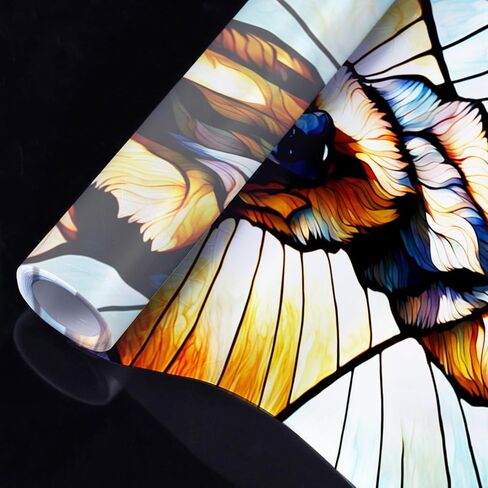 Peacock Stained Glass Window Film, Decorative Peacock Stained Glass Window Film, Peacock Stained Glass Window Film for Bathroom Shower Door Heat Anti UV in Kuwait