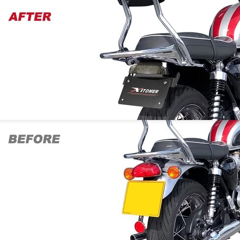 Xitomer Fender Eliminator Compatible with Water-Cooled Bonneville T100 2016-2022 Water Cooled Bonneville T120 Tail Tidy Motorcycle License Plate Holder with Tail Light/License Plate Light (Smoke) in Saudi Arabia