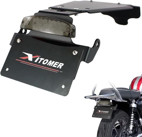 Xitomer Fender Eliminator Compatible with Water-Cooled Bonneville T100 2016-2022 Water Cooled Bonneville T120 Tail Tidy Motorcycle License Plate Holder with Tail Light/License Plate Light (Smoke) in Saudi Arabia