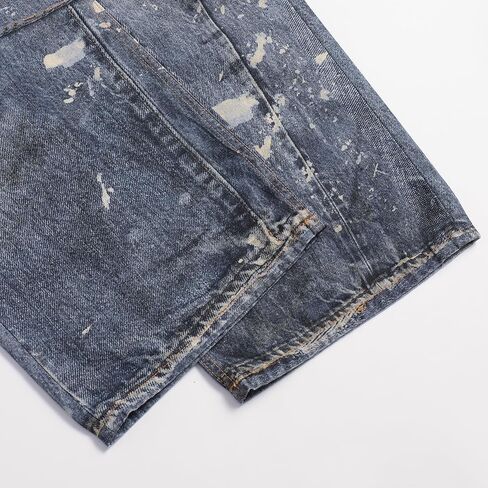 Mens 3D Digital Print High Waisted Straight Leg Casual Loose Denim Pants in Saudi Arabia