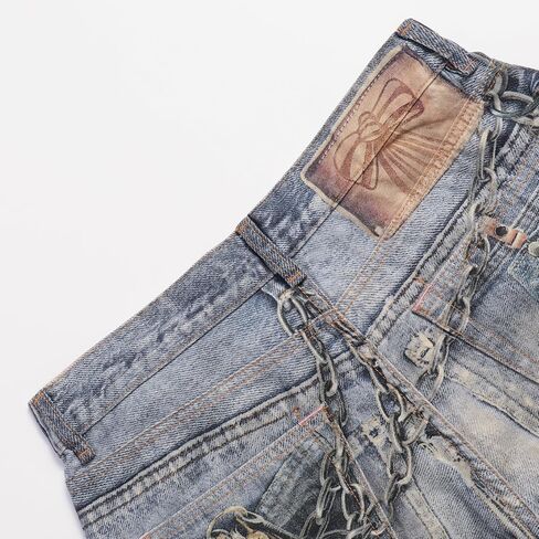 Mens 3D Digital Print High Waisted Straight Leg Casual Loose Denim Pants in Saudi Arabia