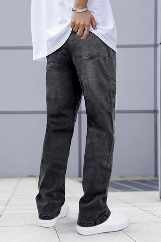 GINGTTO Men's Jeans Slim Fit Flared Stacked Denim Pants Hip Hop Streetwear in Saudi Arabia