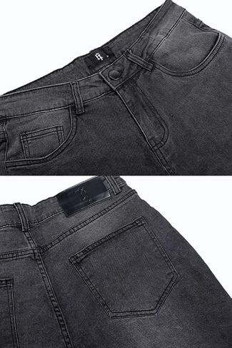GINGTTO Men's Jeans Slim Fit Flared Stacked Denim Pants Hip Hop Streetwear in Saudi Arabia