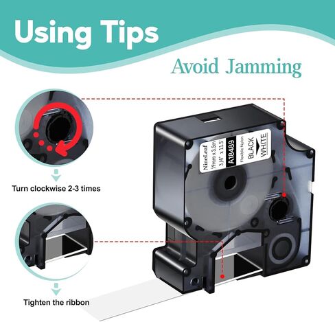NineLeaf 10 Pack Compatible for Dymo Rhino 18488 Black on White Flexible Nylon 12mm 1/2'' Label Tape Replacement with Industrial Rhino Pro 1000 3000 5200 4200 Label Makers in Kuwait