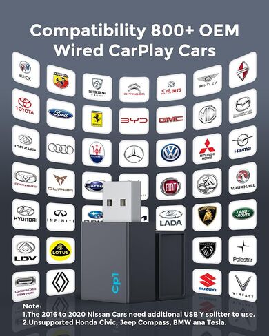 محول CarPlay اللاسلكي لـ iPhone ، بسهولة الترقية السلكية إلى carplay اللاسلكية ، Super Compact ، لا تأخر ، اتصال مستقر Carplay Dongle لـ iPhone iOS 10+ وسيارة من 2018+ ، النوع C. in Kuwait