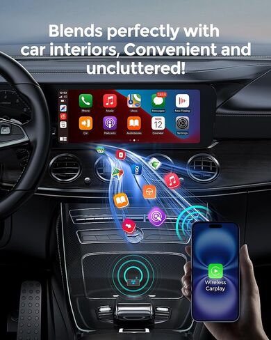 محول CarPlay اللاسلكي لـ iPhone ، بسهولة الترقية السلكية إلى carplay اللاسلكية ، Super Compact ، لا تأخر ، اتصال مستقر Carplay Dongle لـ iPhone iOS 10+ وسيارة من 2018+ ، النوع C. in Kuwait