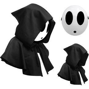 2Pcs Shy Guy Mask With Cloak - White Dream Anime Halloween Costume Cosplay Props Accessories in Kuwait