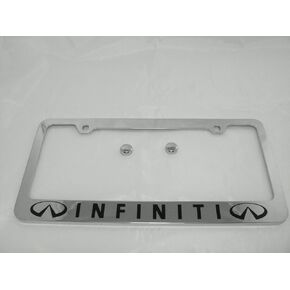 Fit Infiniti Polished Stainless Steel License Plate Frame w/Caps in Saudi Arabia