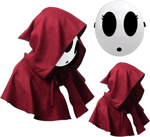 2Pcs Shy Guy Mask With Cloak - White Dream Anime Halloween Costume Cosplay Props Accessories in Kuwait