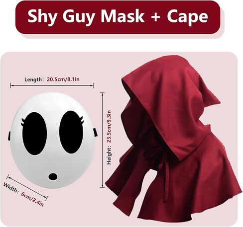 2Pcs Shy Guy Mask With Cloak - White Dream Anime Halloween Costume Cosplay Props Accessories in Kuwait