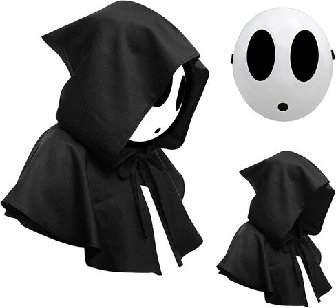 2Pcs Shy Guy Mask With Cloak - White Dream Anime Halloween Costume Cosplay Props Accessories in Kuwait