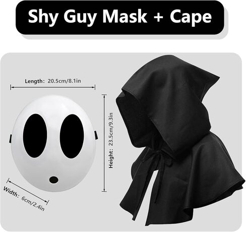 2Pcs Shy Guy Mask With Cloak - White Dream Anime Halloween Costume Cosplay Props Accessories in Kuwait