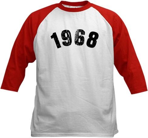 CafePress 1968 Year Vintage Baseball Jersey Kids Cotton Baseball Jersey, 3/4 Raglan Sleeve Shirt in Saudi Arabia