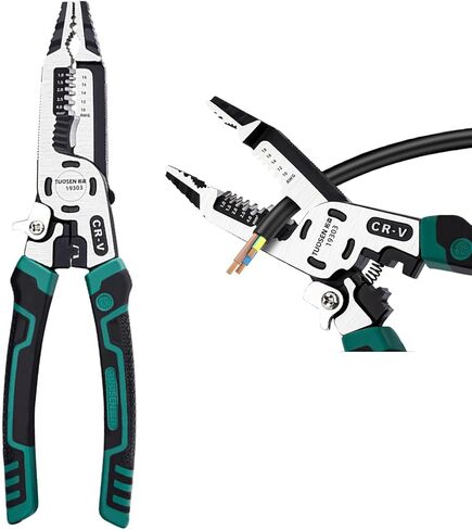 مقصات أسلاك الألياف الضوئية ذات 3 فتحات مقاس 6 بوصات، تأتي مع 4 أحجام لفتحات تجريد الكابلات ومفتاح تعديل صغير، أداة تعرية ألياف دقيقة/أدوات بصرية للتركيب والكهربائيين in Kuwait