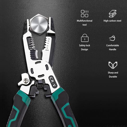 مقصات أسلاك الألياف الضوئية ذات 3 فتحات مقاس 6 بوصات، تأتي مع 4 أحجام لفتحات تجريد الكابلات ومفتاح تعديل صغير، أداة تعرية ألياف دقيقة/أدوات بصرية للتركيب والكهربائيين in Kuwait