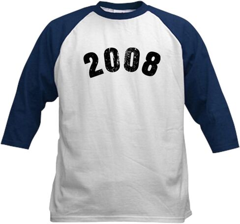 CafePress 2008 Year Vintage Baseball Jersey Kids Cotton Baseball Jersey, 3/4 Raglan Sleeve Shirt in Saudi Arabia
