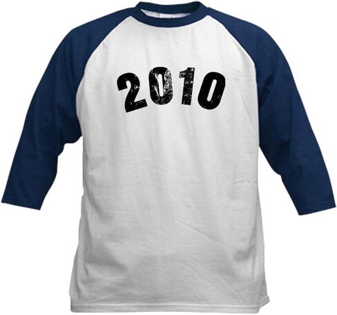 Cafepress 2010 سنة عتيقة البيسبول Jersey Kids Cotton Baseball Jersey ، 3/4 Raglan Sleeve Shirt in Kuwait