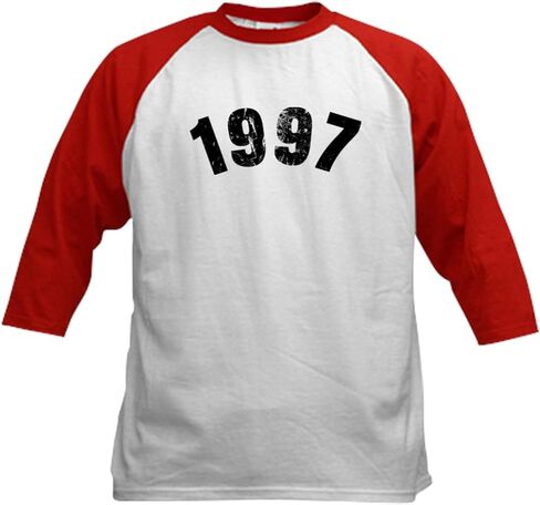 Cafepress 1997 year vintage Baseball Jersey Kids Cotton Baseball Jersey ، 3/4 Raglan Sleeve Shirt in Kuwait