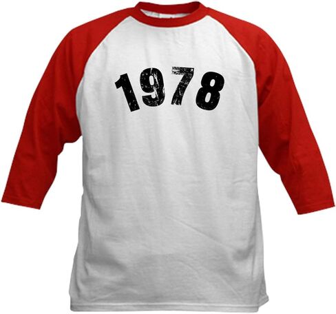 CafePress 1978 Year Vintage Baseball Jersey Kids Cotton Baseball Jersey, 3/4 Raglan Sleeve Shirt in Saudi Arabia