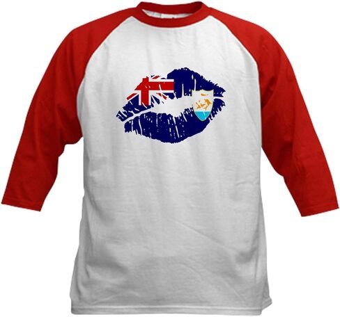 Cafepress Anguilla Flag Country Native Baseball Jersey Kids Cotton Baseball Jersey ، 3/4 Raglan Sleeve Shirt in Saudi Arabia
