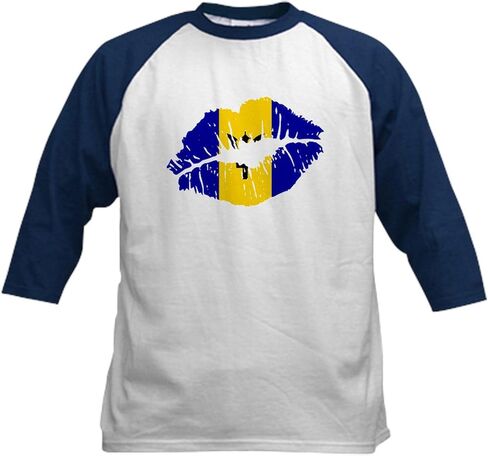 CafePress Barbados Flag Country Native Ances Baseball Jersey Kids Cotton Baseball Jersey, 3/4 Raglan Sleeve Shirt in Saudi Arabia