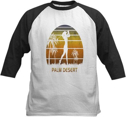 Cafepress Retro Palm Desert Women's Golf Baseball Jersey Kids Cotton Baseball Jersey ، 3/4 Raglan Sleeve Shirt in Saudi Arabia
