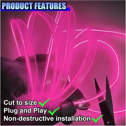El Wire Car Interior Lead Strip Lights ، 5V 16ft Car Neon Light Strip مع حافة الخياطة ، الإضاءة المحيطة بالكهرباء USB مع حماية الصمامات ، إكسسوارات الديكور الداخلي التلقائي (الأزرق) in Saudi Arabia