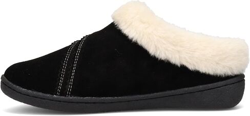 Clarks Womens Suede Leather Clog Slipper JMS0411B - Warm Plush Faux Fur Lining - Indoor Outdoor House Slippers For Women (7 M US, Black) in Saudi Arabia