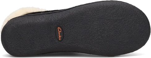 Clarks Womens Suede Leather Clog Slipper JMS0411B - Warm Plush Faux Fur Lining - Indoor Outdoor House Slippers For Women (7 M US, Black) in Saudi Arabia